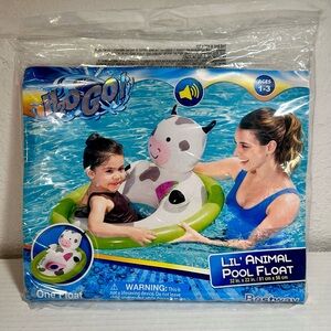 H2O GO Little Animal Pool Float Unisex 32" x 22" Cow Pink Swimming Ages‎ 1-3 New